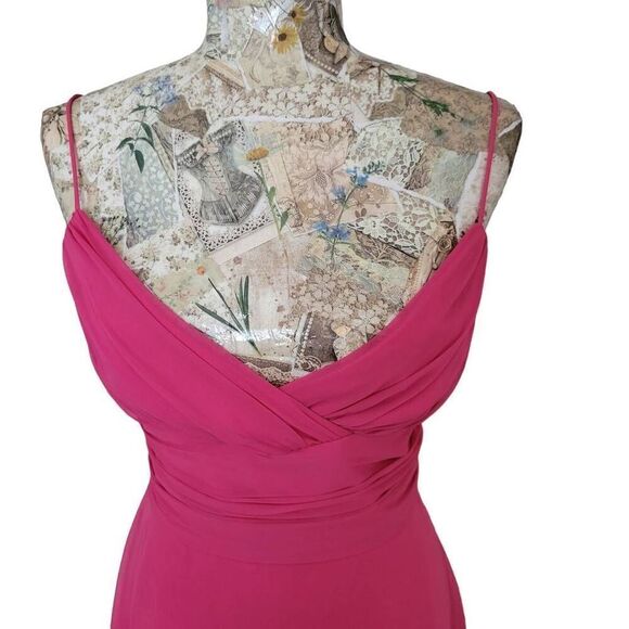 Cocktail Dress Ombre Pink to Peachy Spaghetti Strap Flowy Evening Party Dress - Picture 7 of 14